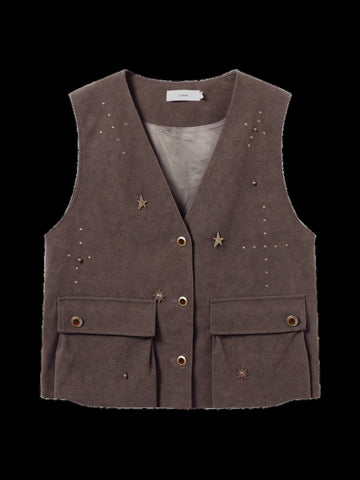 Studded Suede Utility Vest