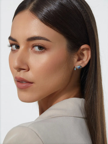Dainty Gold Evil Eye Stud Earrings