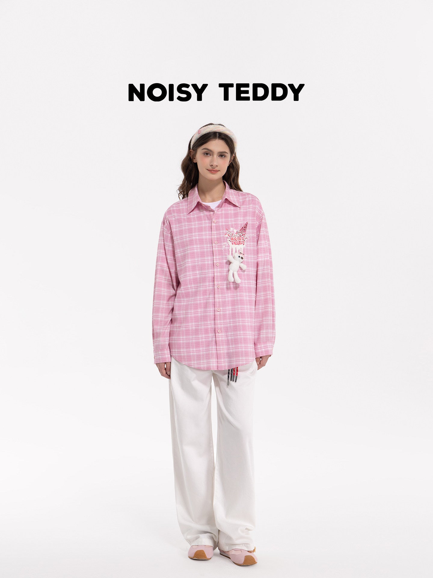 Cute Graphic Plaid Button Up Shirt