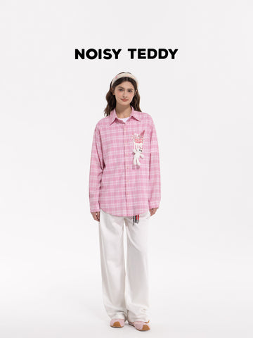 Cute Graphic Plaid Button Up Shirt