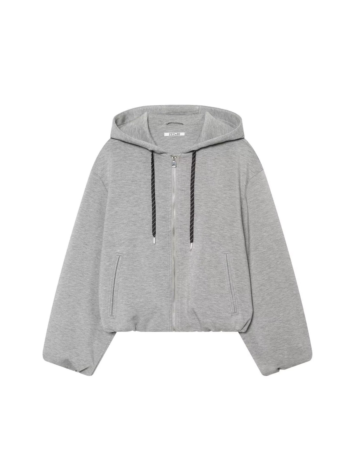 Oversized Cropped Zip Up Hoodie