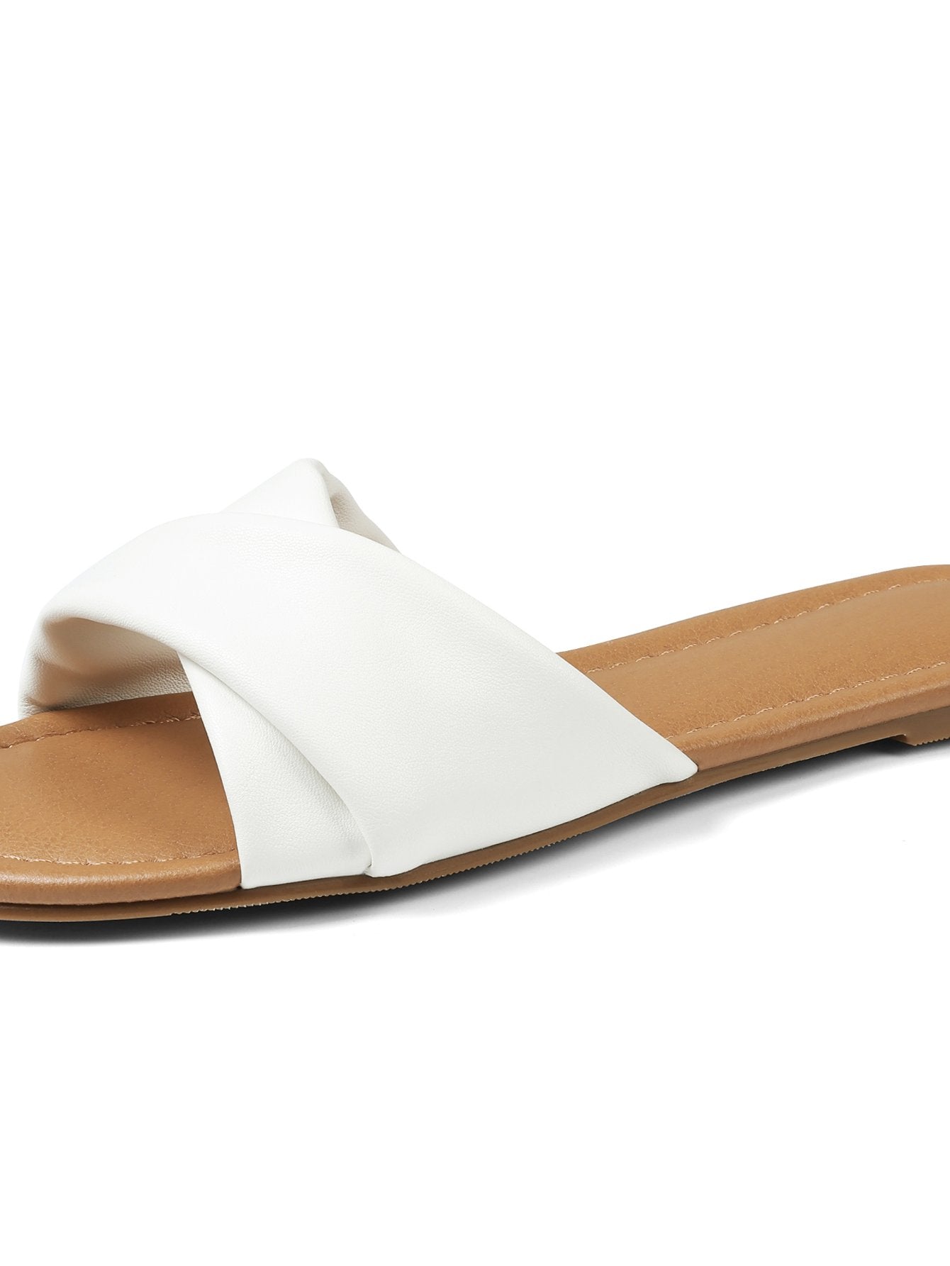 Crisscross Flat Casual Sandals-White