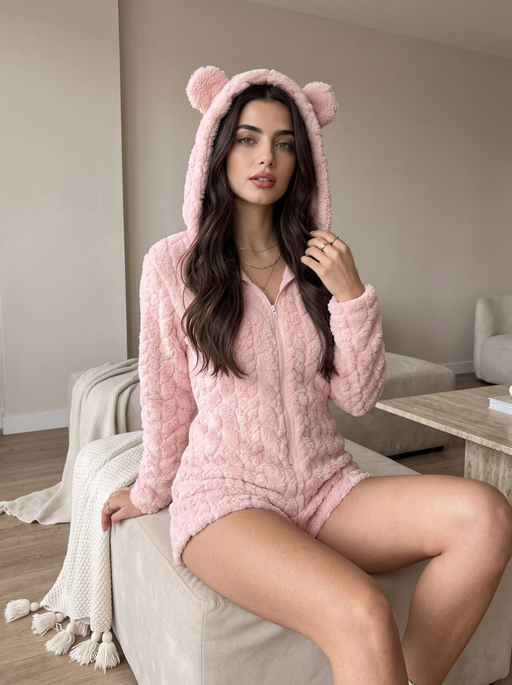 Cozy Plush Teddy Bear Romper Pajamas