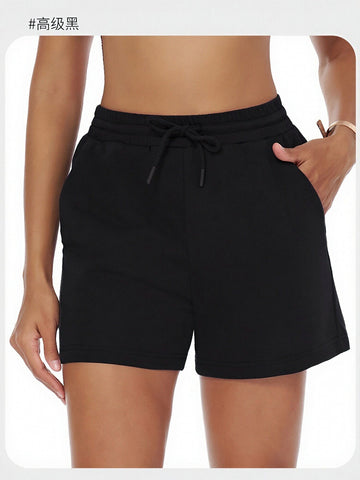 High Waisted Side Pockets Athletic Shorts
