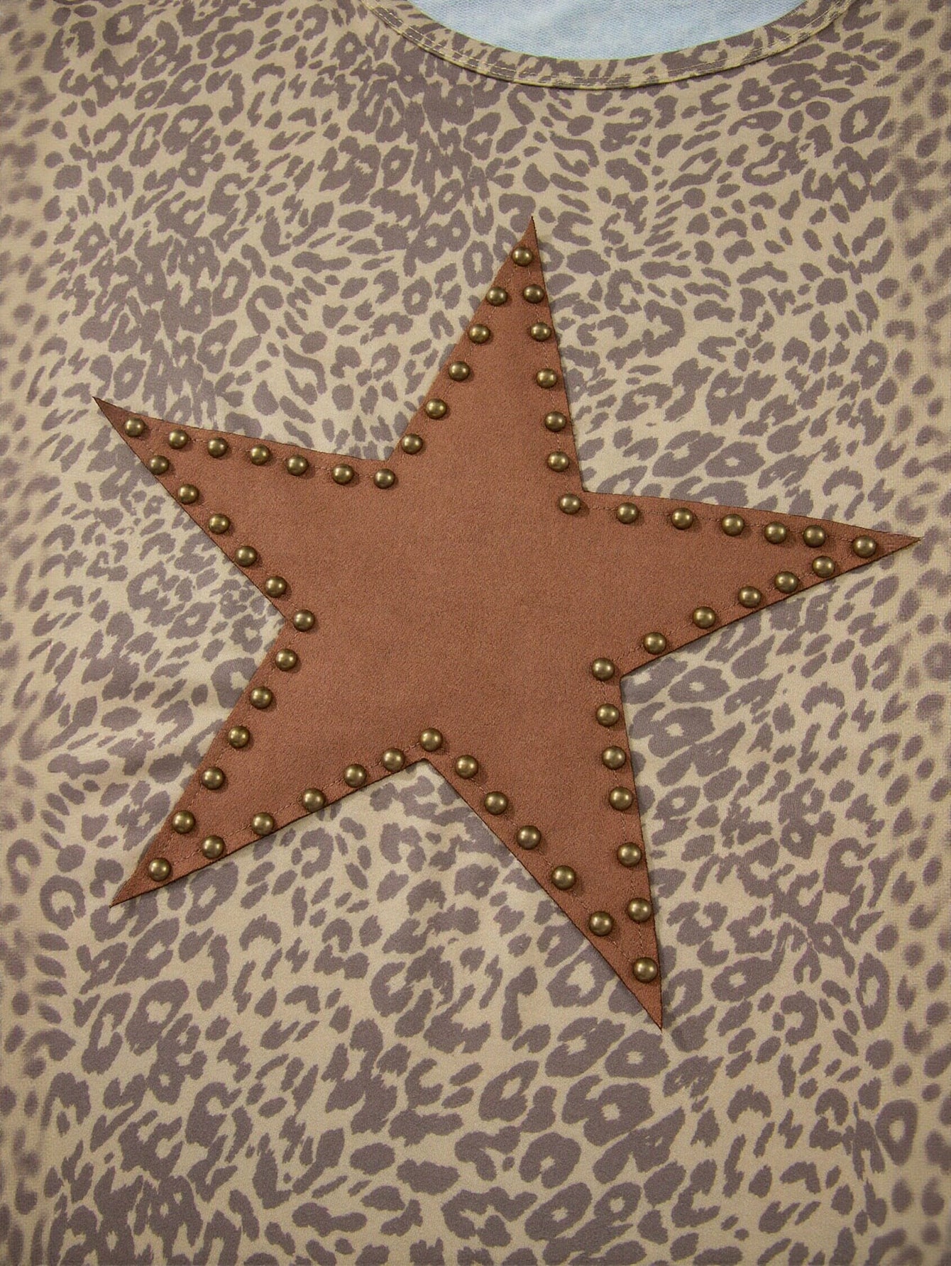 Leopard Star Studded Graphic T Shirt