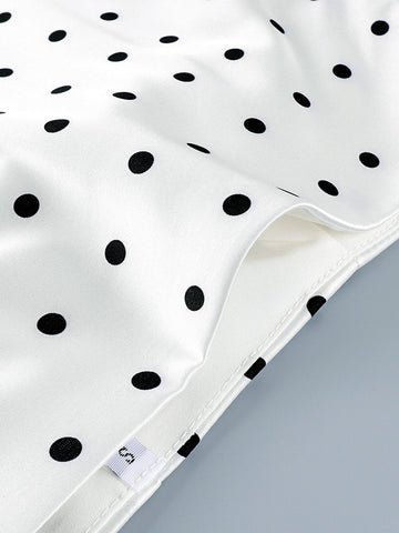 Polka Dot Lace Trim Midi Skirt