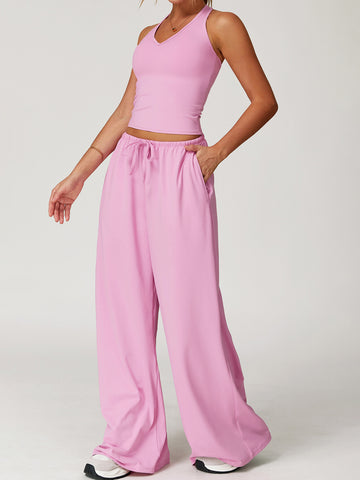 Drawstring Waist Straight Leg Pants