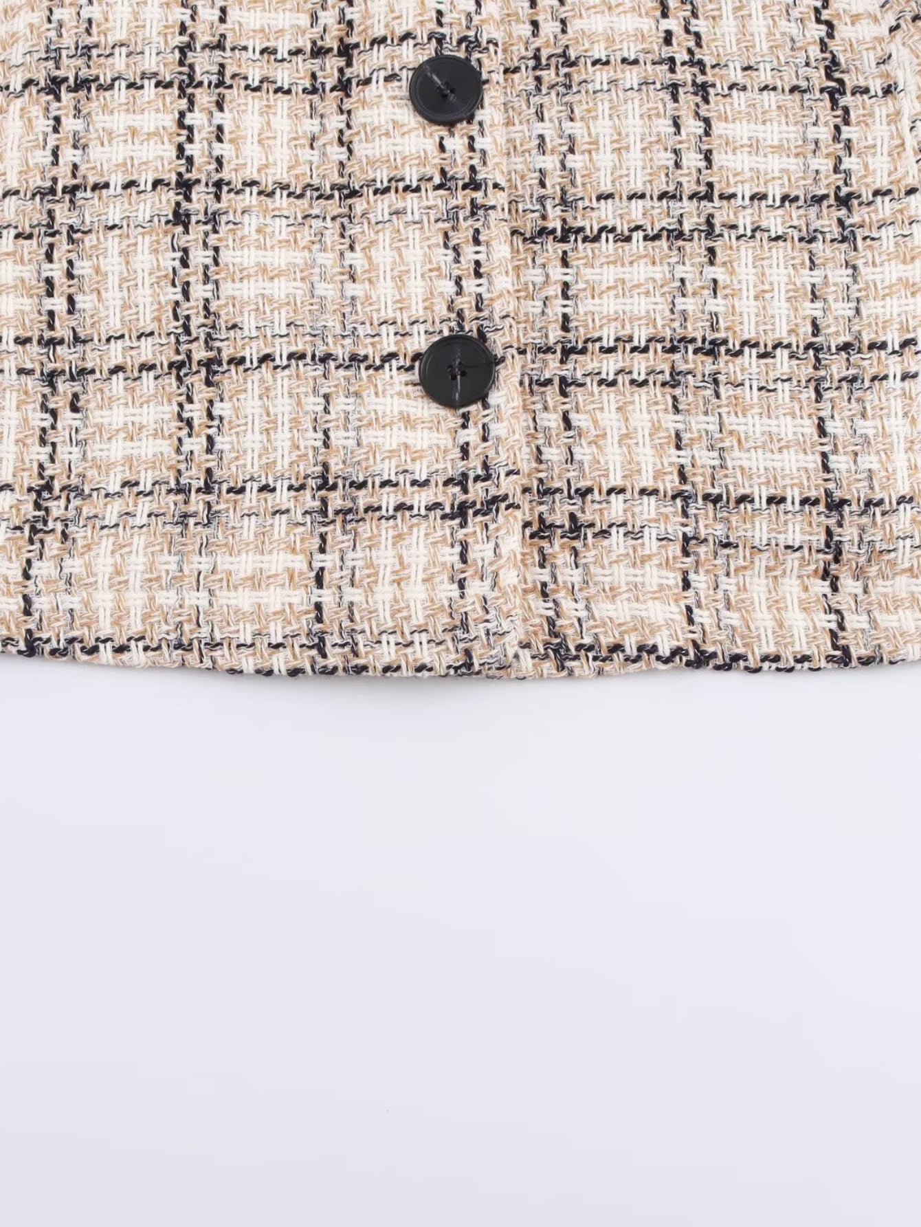 Classic Plaid Cropped Tweed Jacket