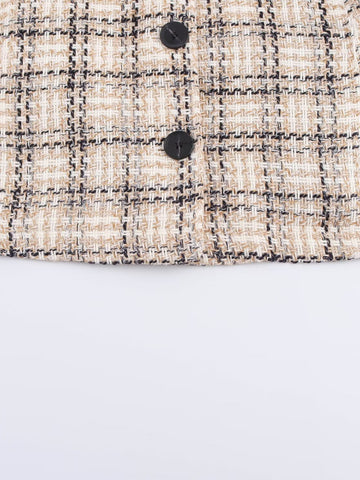 Classic Plaid Cropped Tweed Jacket