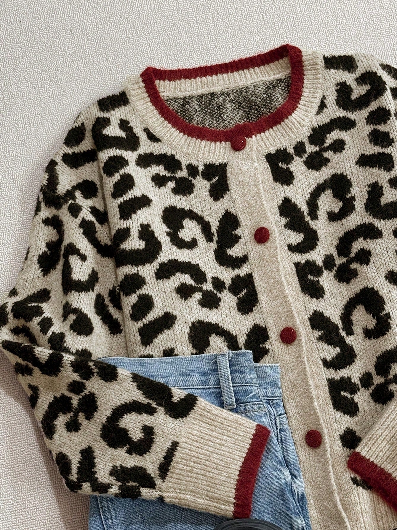 Cozy Leopard Print Knit Cardigan