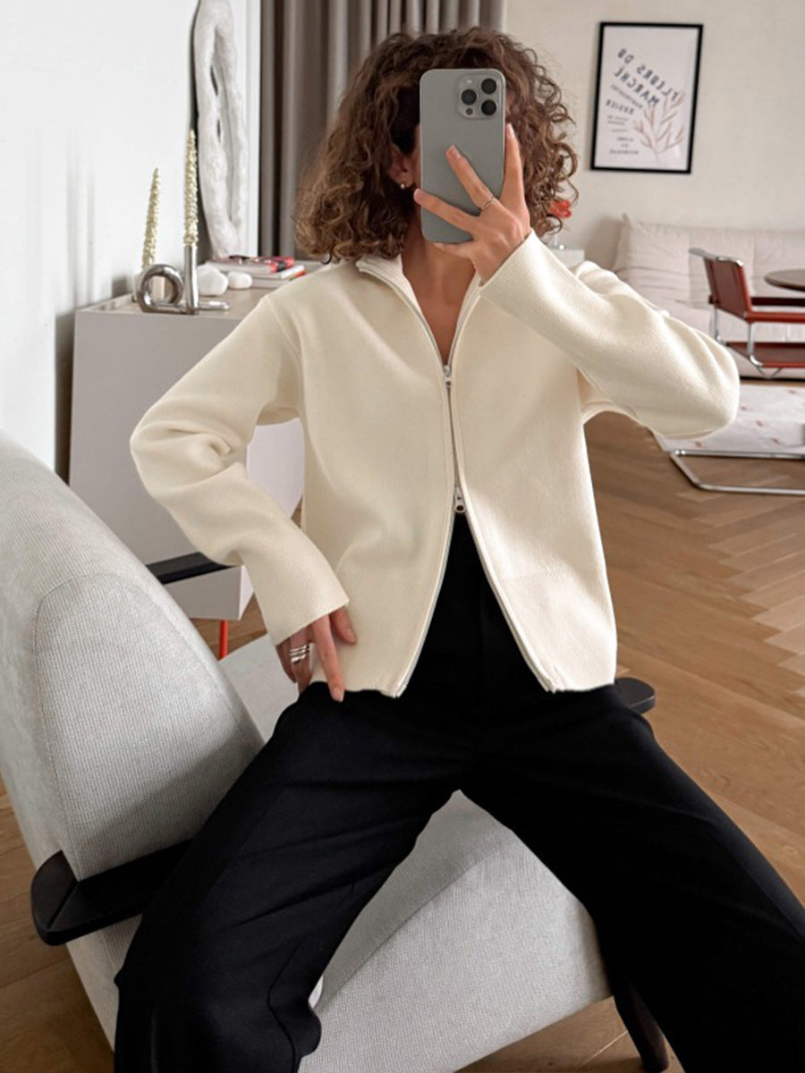 Red Slim Fit Zip Cardigan