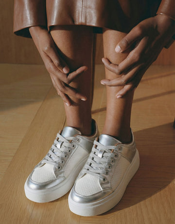 Chunky Platform Breathable Mesh Modern Sneakers-Silver