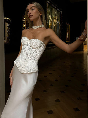 Elegant Lace Corset Maxi Skirt Set