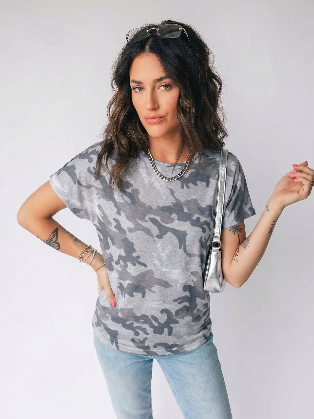 Loose Fit Camo Print T-Shirt