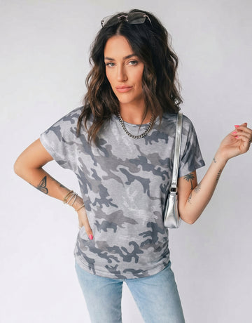 Loose Fit Camo Print T-Shirt