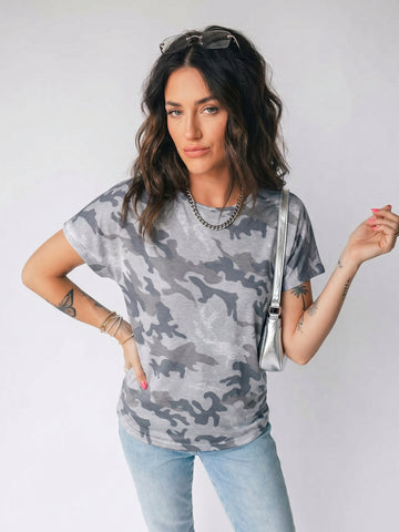 Loose Fit Camo Print T-Shirt