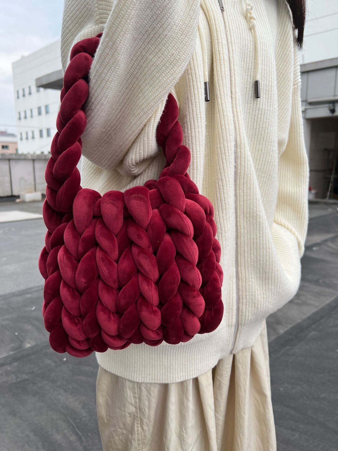 Plush Chunky Knit Handbag
