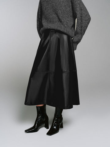Urban Revivo Pull On Midi Skirts-Black
