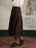 High Waisted Pleated Wool Midi Skirt