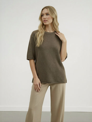 Cozy Relaxed Fit Short Sleeves Casual Sweater