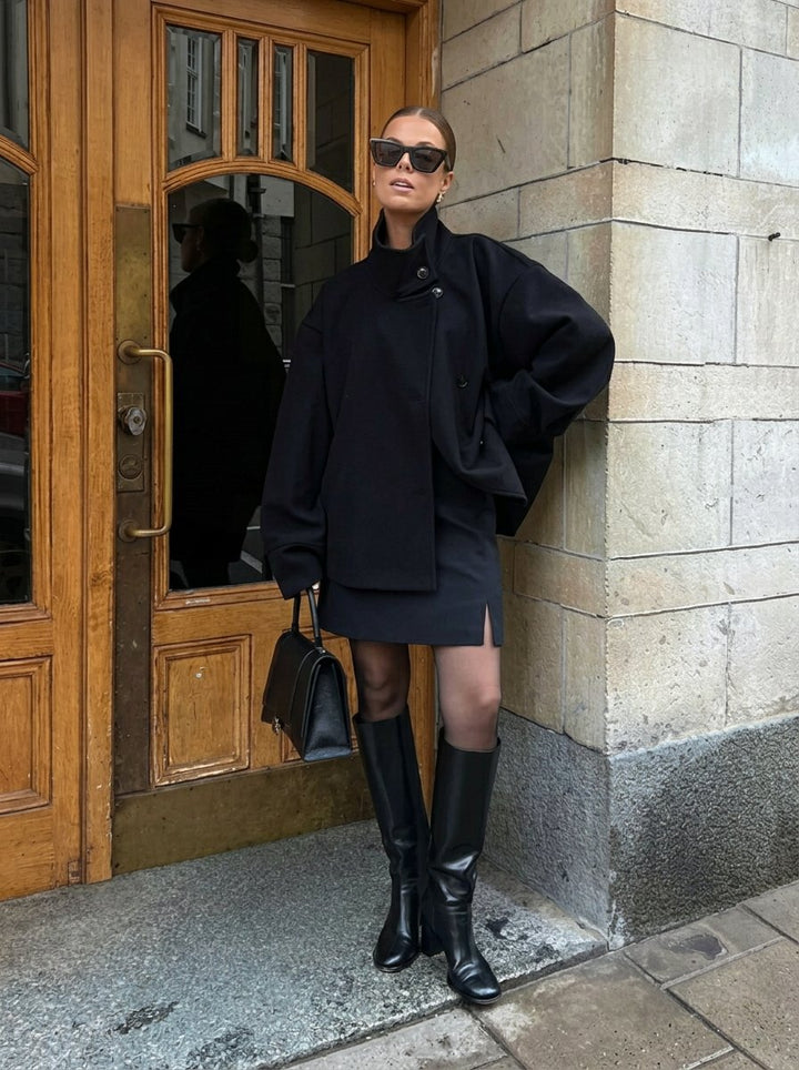 Minimalist Mock Neck Cropped Jacket