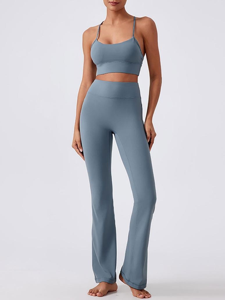 High-Waisted Snug Fit Straight-Leg Casual Yoga Pants-Multicolor