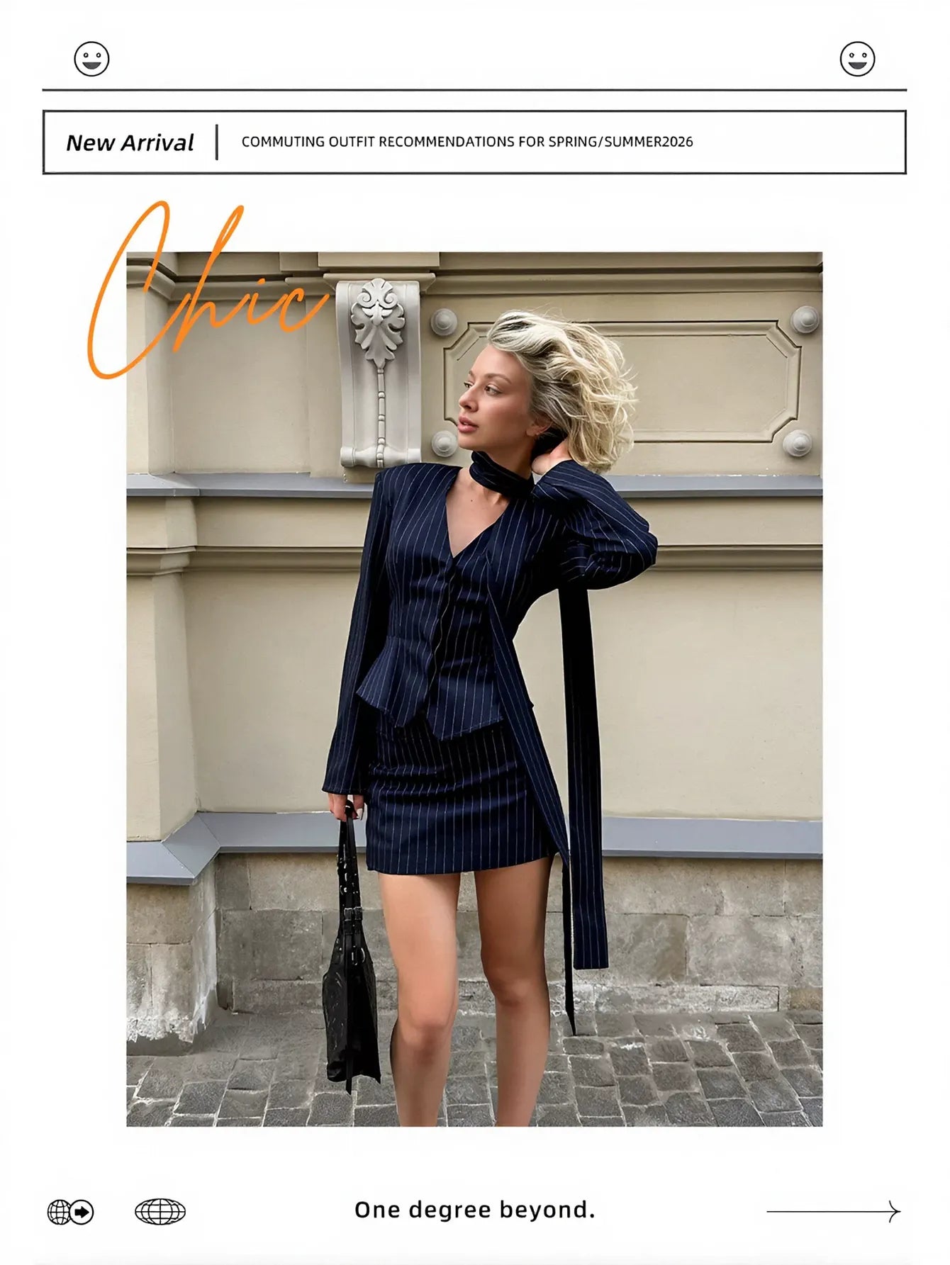 Pinstripe Chic Blazer Skirt Set