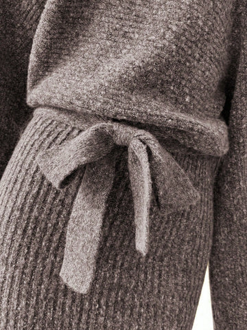 Off Shoulder Belted Knit Dress
