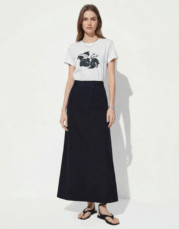 Back Slit A-Line Skirt