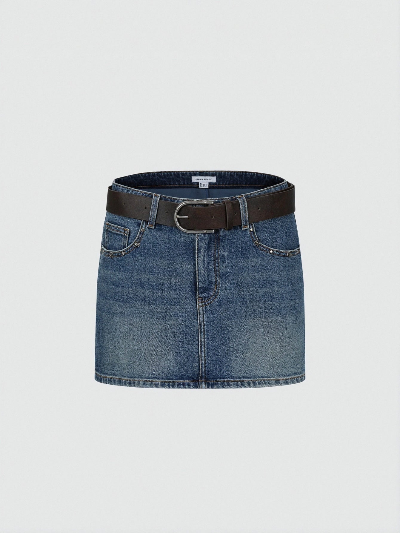 Belted Denim Mini Skirts