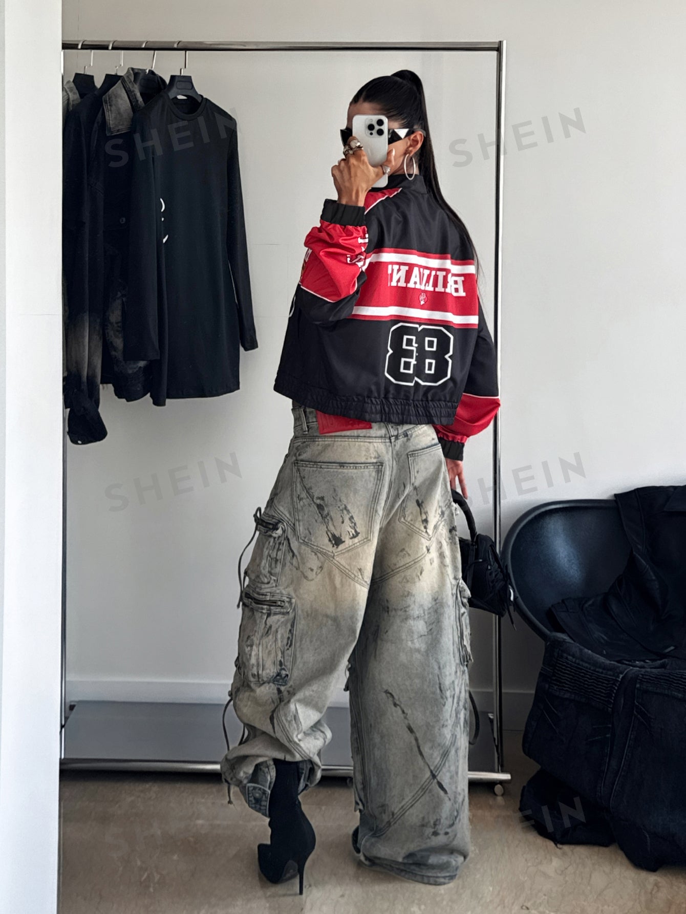 Oversized Graphic Racing Varsity Jacket