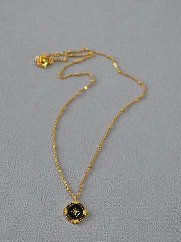 Dainty Gold Enamel Starburst Necklace
