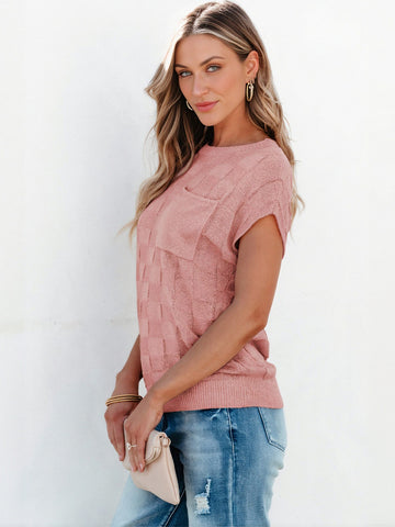 Textured Pocket Knit Pullover Sweater
