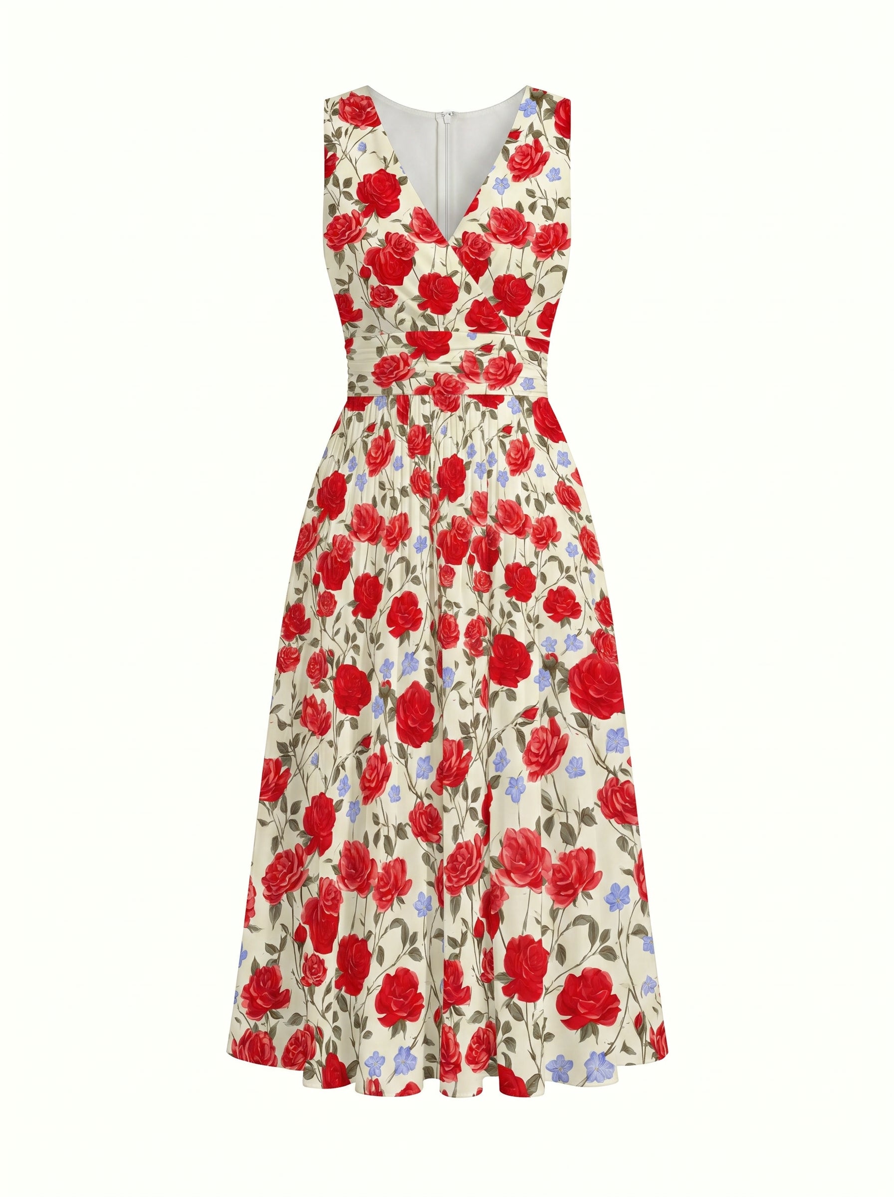 CORINNE
Floral Print V Neck A Line Midi Dress