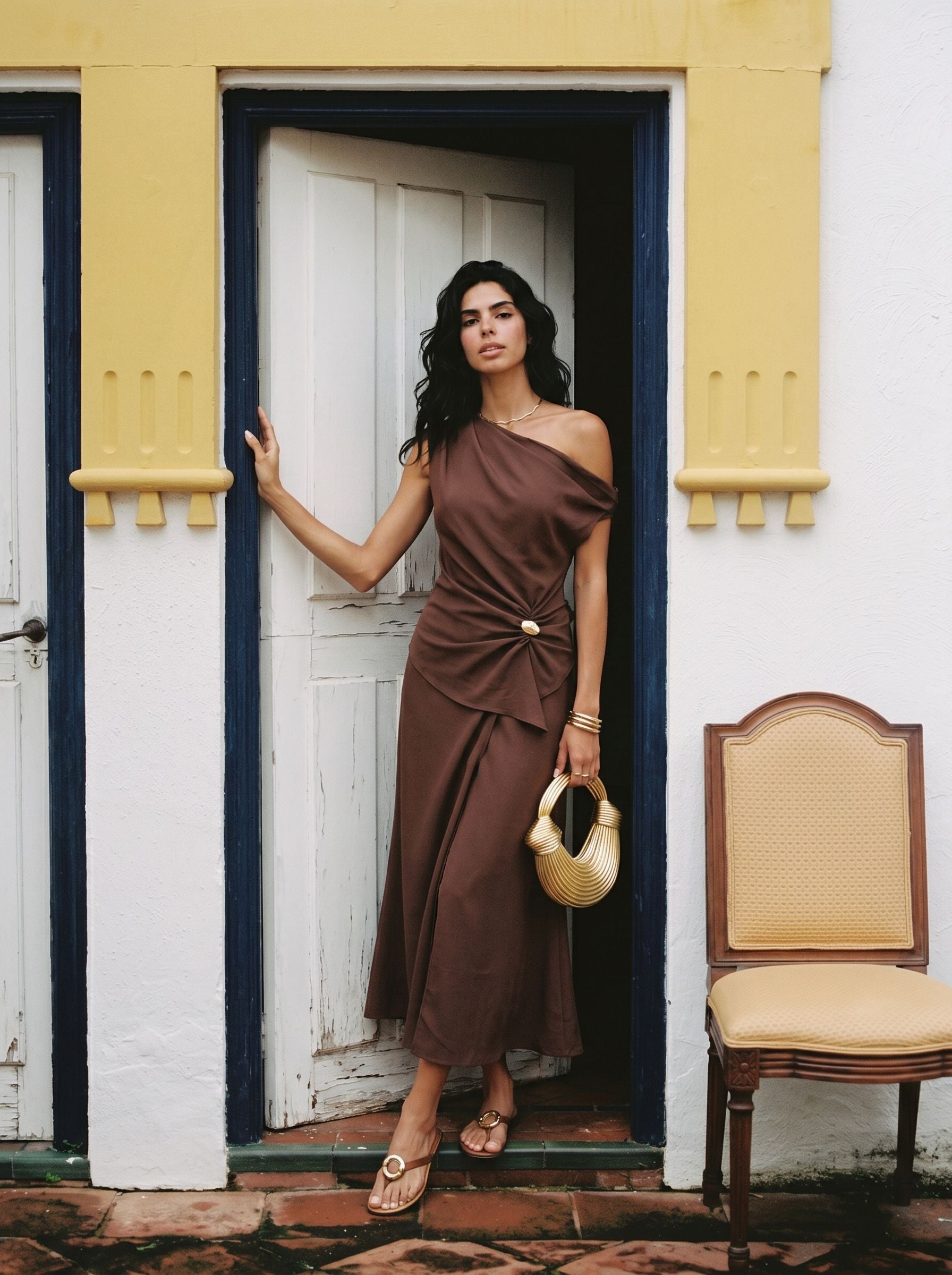One Shoulder Asymmetric Shorts Set