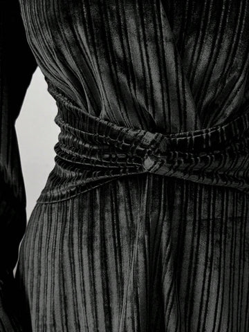 Elegant Pleated Velvet Trouser Set