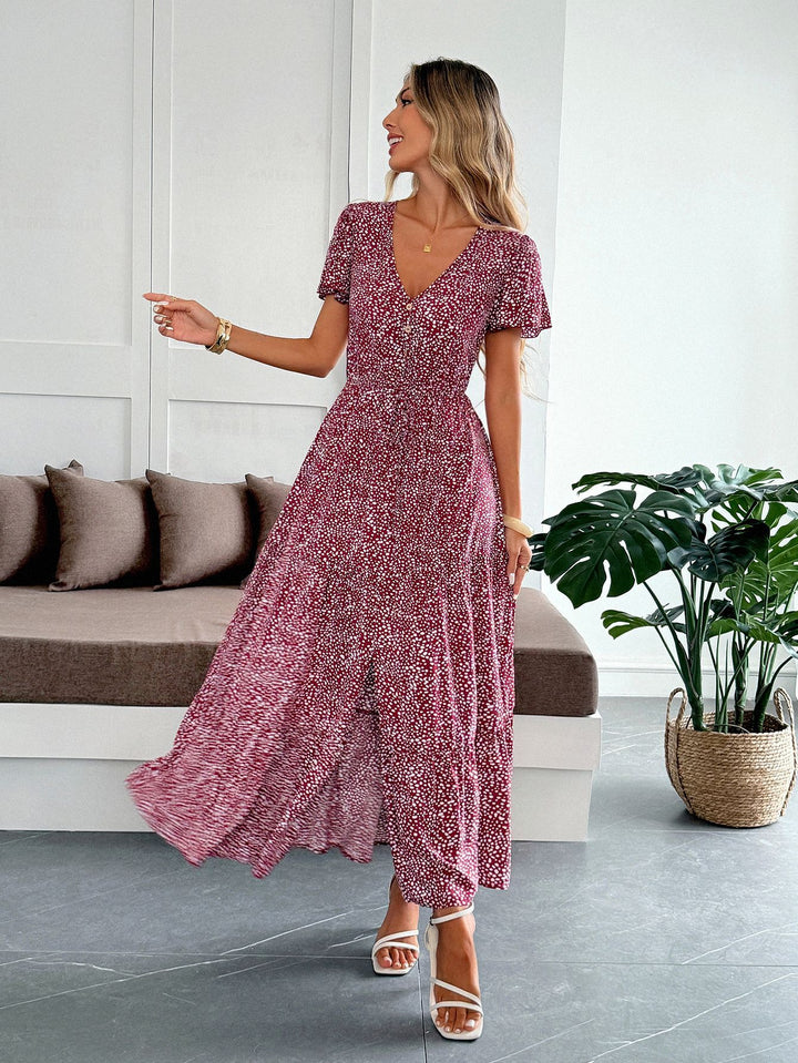 Floral Button Down Midi Dress