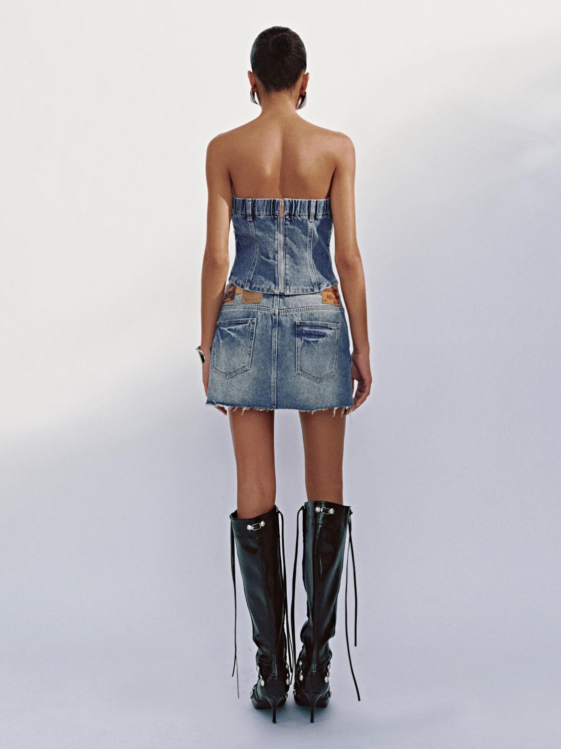 Urban Revivo Denim Mini Skirts-Blue