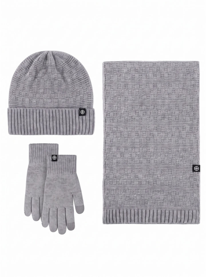 Cozy Thermal Winter Knit Beanie Hat 3‑Piece Set