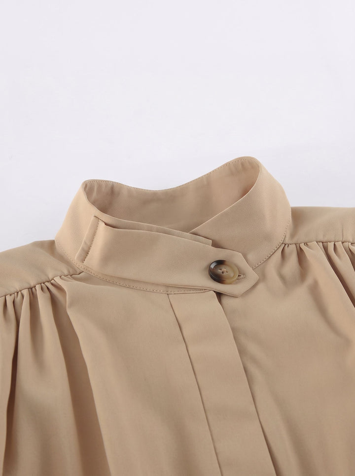 Puff Sleeve Stand Collar Crop Jacket