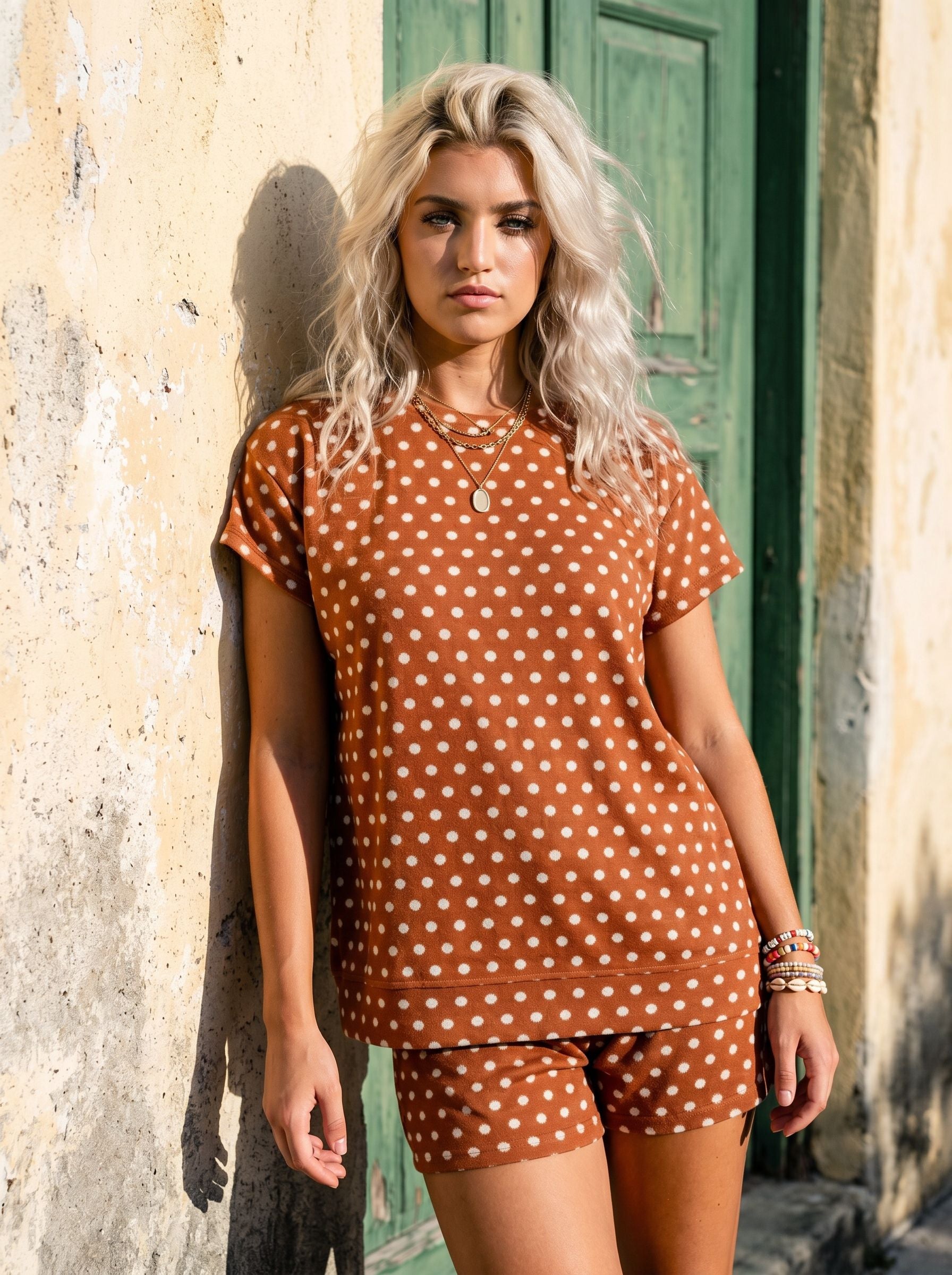 Polka Dot Short Sleeve Short Set