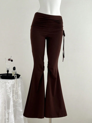 High-Waisted Drawstring Flare Pants