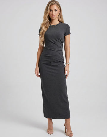Side Pleated Maxi Dress