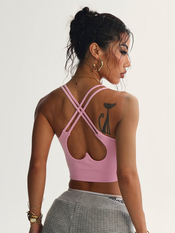 Deep V-Neck Crisscross-Strap Sexy Sports Bra-Multicolor