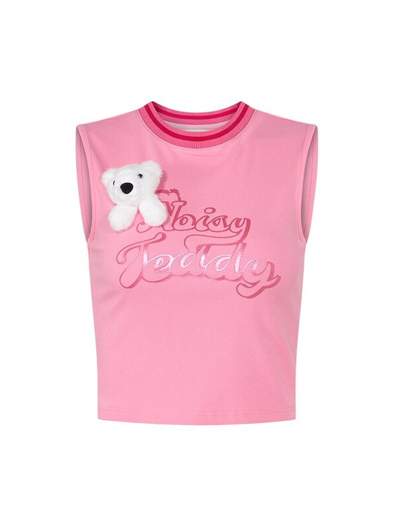 Cute Teddy Graphic Ribbed Tank