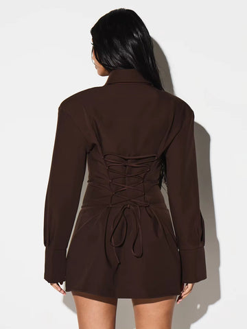 Tailored Tie Front Mini Dress