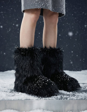 Plush Sheepskin Mid-Calf Slip-On Cozy Boots