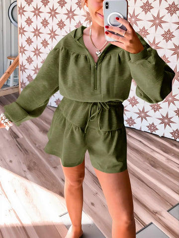 Zip Up Fleece Romper Playsuit