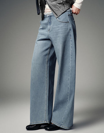 Urban Revivo Barrel Leg Jeans-Blue