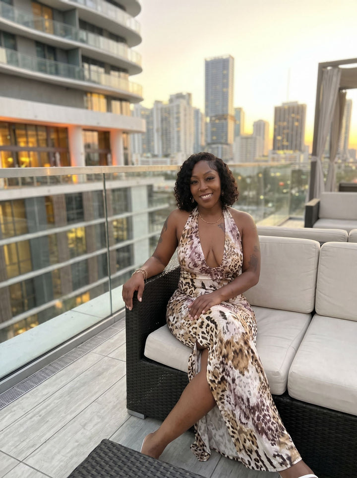Tonisha Cox's Leopard Print Midi Dress
